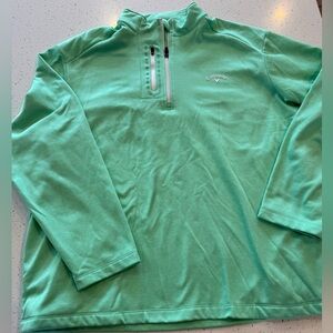 Callaway Fleece Golf Jacket Green 1/4 Zip Long Sleeve Pullover Mens Size 2XL XXL